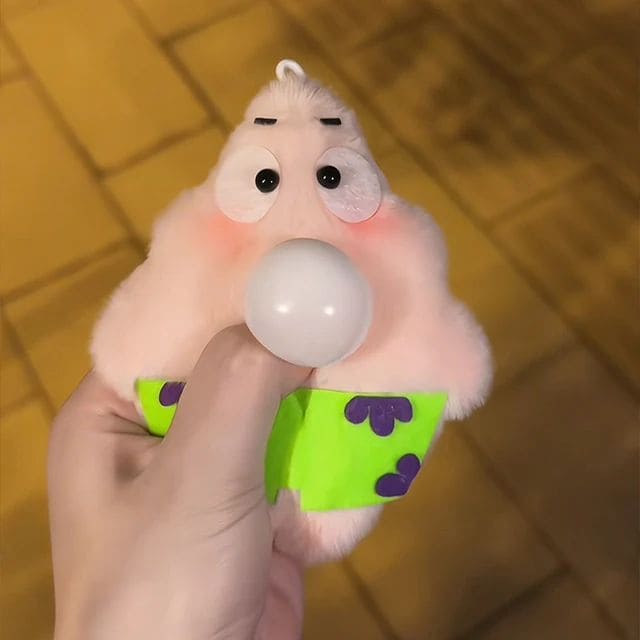 Animal Plush Toy, DIY Squeak Spit Bubbles Patrick Pendant, Cute Cartoon Animal Key Holder, Stuffed Hand Toys Animal Plush Toy, DIY Squeak Spit Bubbles Patrick Pendant, Cute Cartoon Animal Key Holder, Stuffed Hand Toys